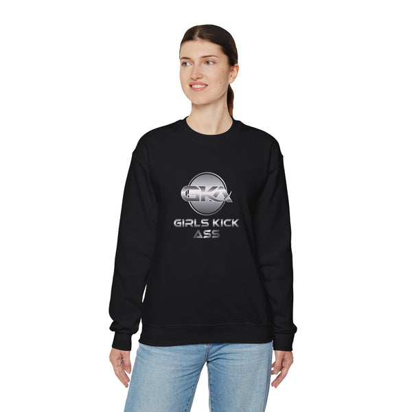 Unisex Girls Kick Ass Heavy Blend™ Crewneck Sweatshirt (silver logo)