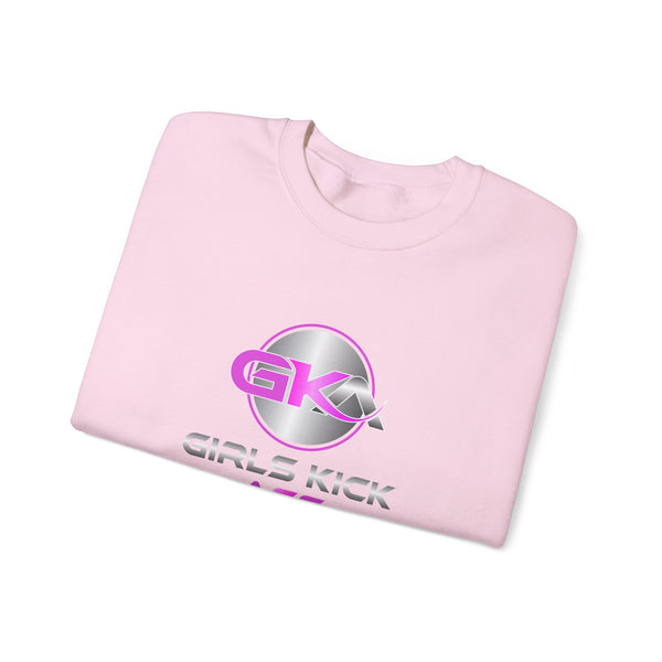 Unisex Girls Kick Ass Heavy Blend™ Crewneck Sweatshirt (pink logo)