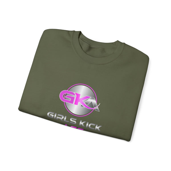 Unisex Girls Kick Ass Heavy Blend™ Crewneck Sweatshirt (pink logo)
