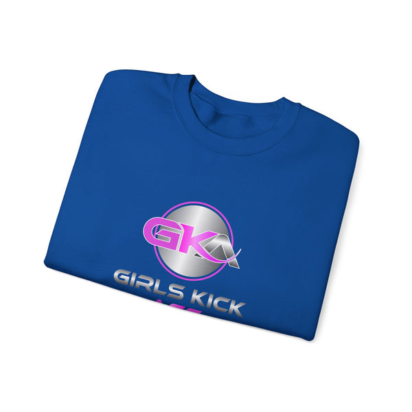 Unisex Girls Kick Ass Heavy Blend™ Crewneck Sweatshirt (pink logo)