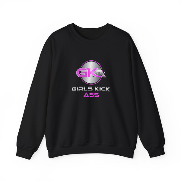 Unisex Girls Kick Ass Heavy Blend™ Crewneck Sweatshirt (pink logo)