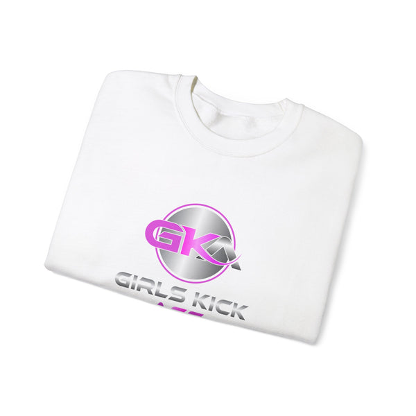 Unisex Girls Kick Ass Heavy Blend™ Crewneck Sweatshirt (pink logo)