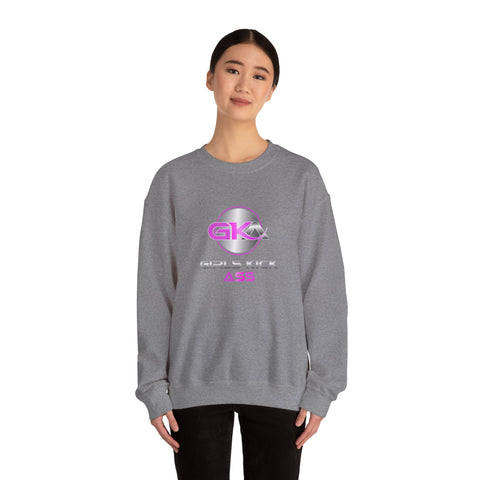 Unisex Girls Kick Ass Heavy Blend™ Crewneck Sweatshirt (pink logo)