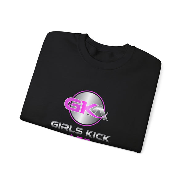 Unisex Girls Kick Ass Heavy Blend™ Crewneck Sweatshirt (pink logo)