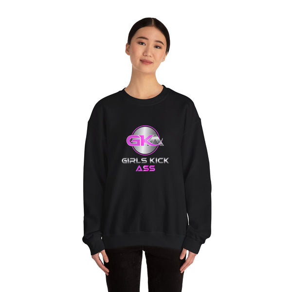 Unisex Girls Kick Ass Heavy Blend™ Crewneck Sweatshirt (pink logo)