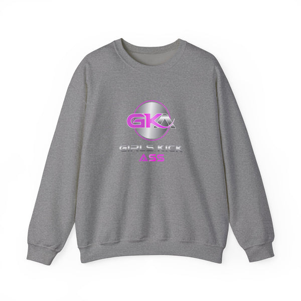 Unisex Girls Kick Ass Heavy Blend™ Crewneck Sweatshirt (pink logo)