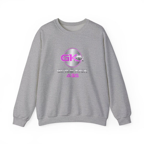 Unisex Girls Kick Ass Heavy Blend™ Crewneck Sweatshirt (pink logo)