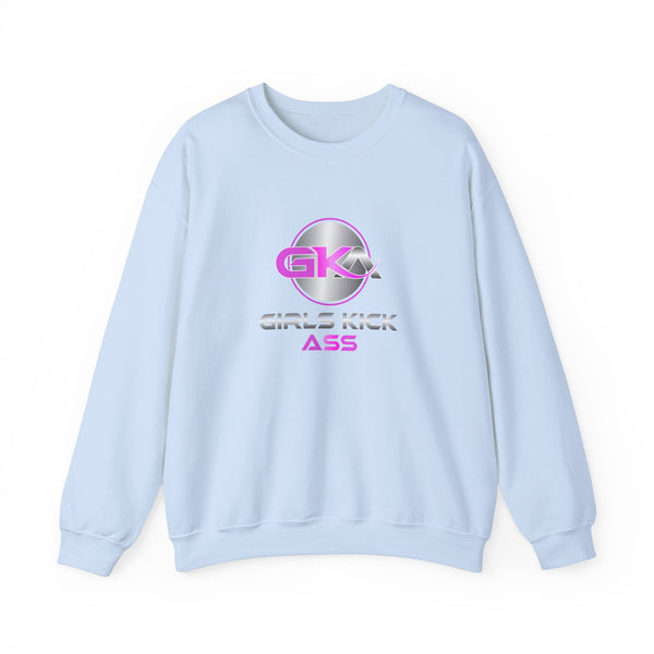 Unisex Girls Kick Ass Heavy Blend™ Crewneck Sweatshirt (pink logo)