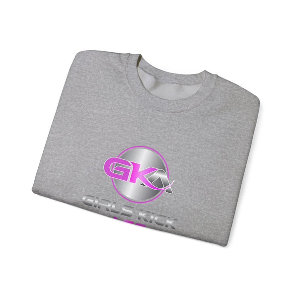 Unisex Girls Kick Ass Heavy Blend™ Crewneck Sweatshirt (pink logo)
