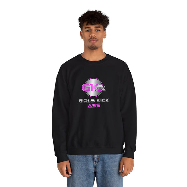 Unisex Girls Kick Ass Heavy Blend™ Crewneck Sweatshirt (pink logo)