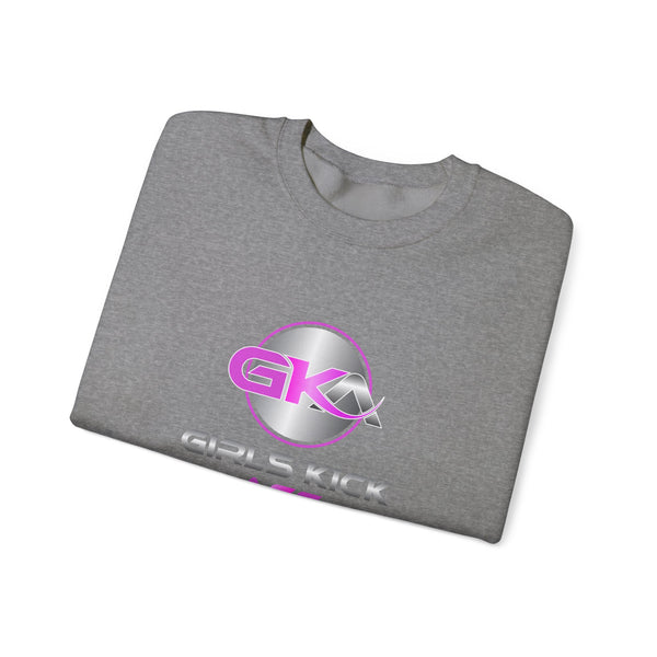 Unisex Girls Kick Ass Heavy Blend™ Crewneck Sweatshirt (pink logo)