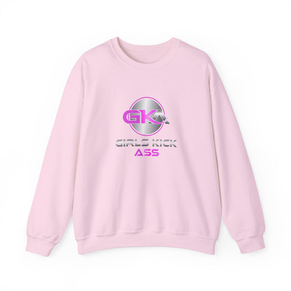 Unisex Girls Kick Ass Heavy Blend™ Crewneck Sweatshirt (pink logo)
