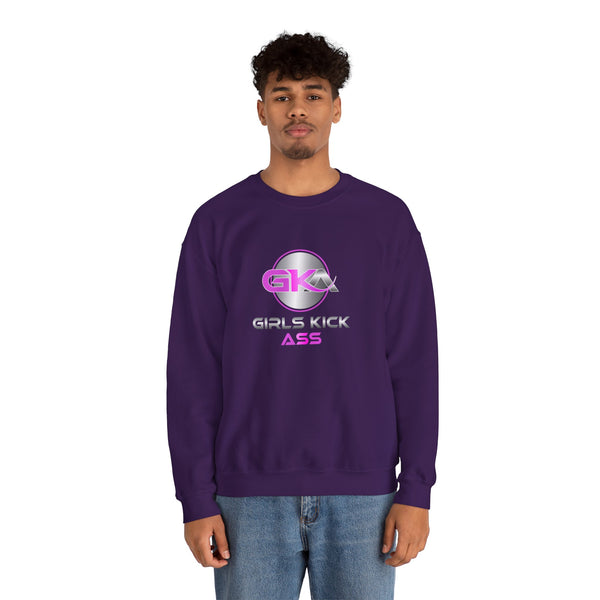 Unisex Girls Kick Ass Heavy Blend™ Crewneck Sweatshirt (pink logo)