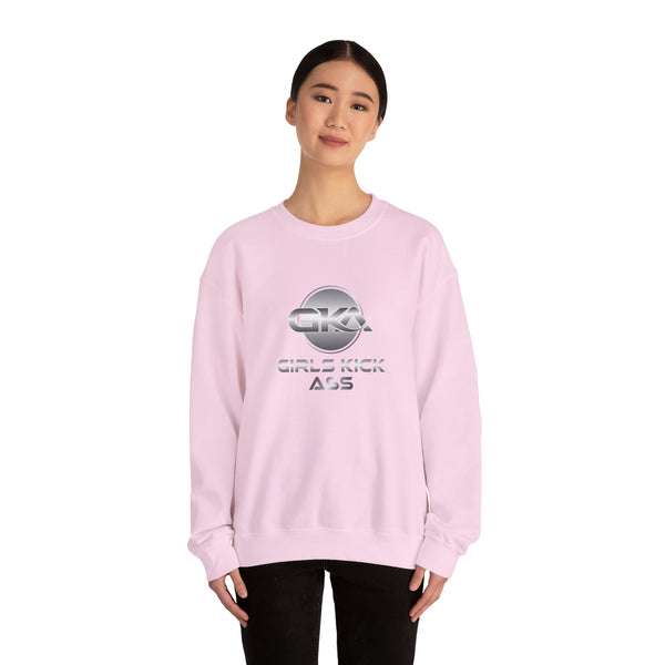 Unisex Girls Kick Ass Heavy Blend™ Crewneck Sweatshirt (silver logo)