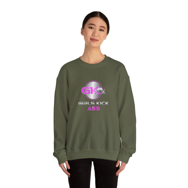Unisex Girls Kick Ass Heavy Blend™ Crewneck Sweatshirt (pink logo)