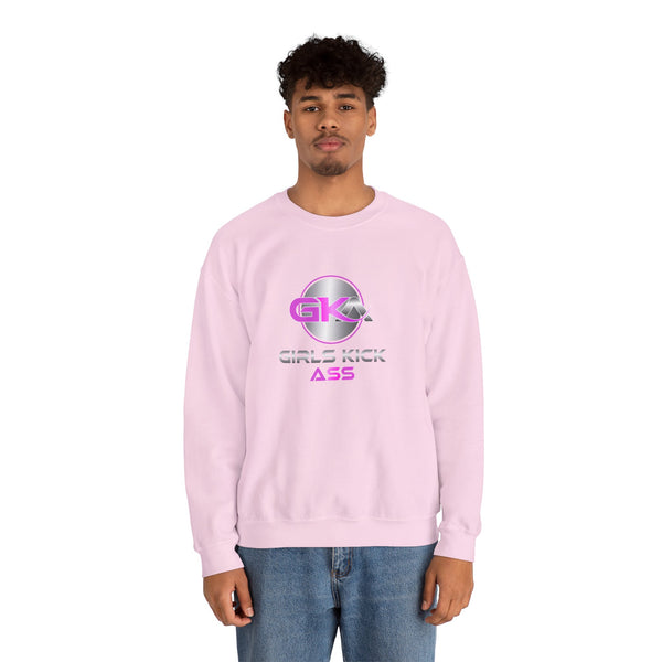 Unisex Girls Kick Ass Heavy Blend™ Crewneck Sweatshirt (pink logo)