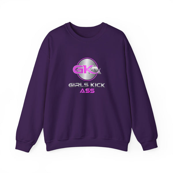 Unisex Girls Kick Ass Heavy Blend™ Crewneck Sweatshirt (pink logo)