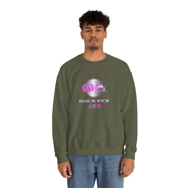 Unisex Girls Kick Ass Heavy Blend™ Crewneck Sweatshirt (pink logo)