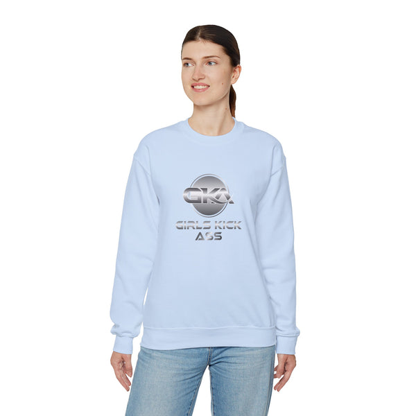 Unisex Girls Kick Ass Heavy Blend™ Crewneck Sweatshirt (silver logo)