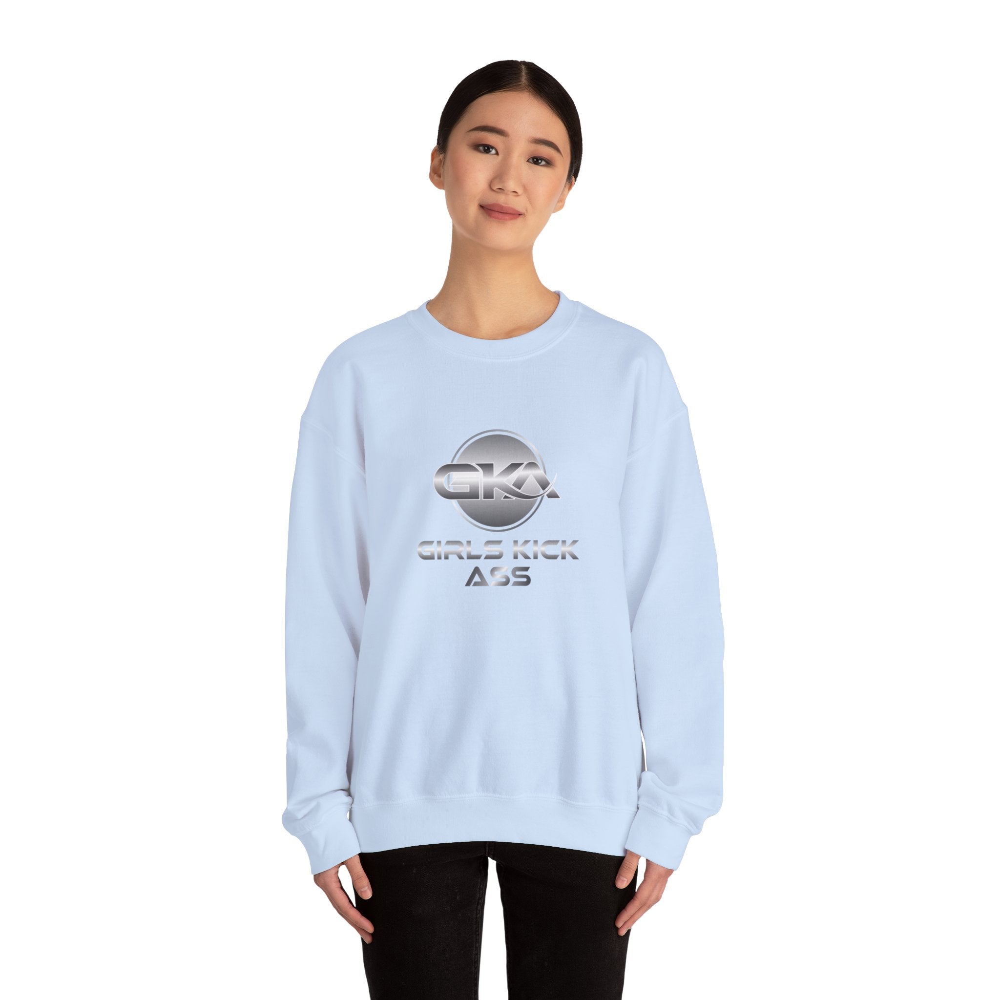 Unisex Girls Kick Ass Heavy Blend™ Crewneck Sweatshirt (silver logo)