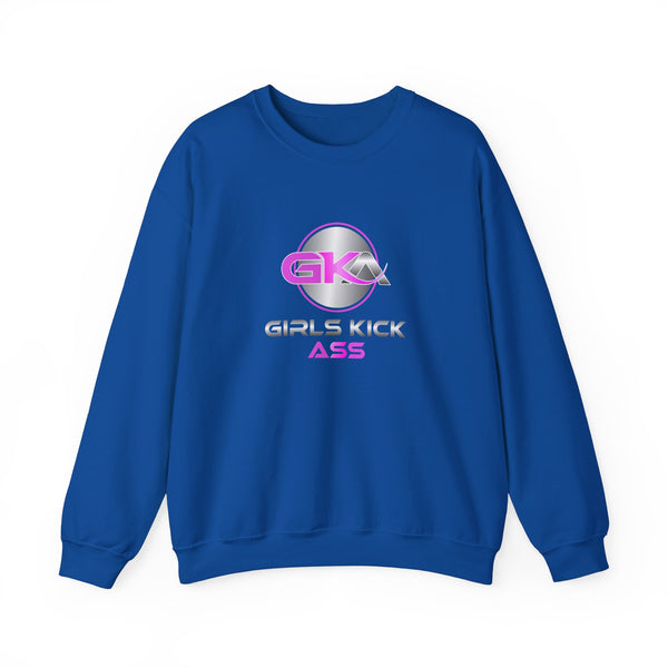 Unisex Girls Kick Ass Heavy Blend™ Crewneck Sweatshirt (pink logo)