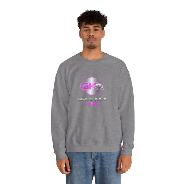 Unisex Girls Kick Ass Heavy Blend™ Crewneck Sweatshirt (pink logo)