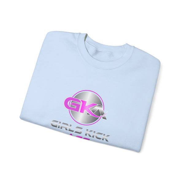 Unisex Girls Kick Ass Heavy Blend™ Crewneck Sweatshirt (pink logo)