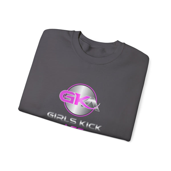 Unisex Girls Kick Ass Heavy Blend™ Crewneck Sweatshirt (pink logo)