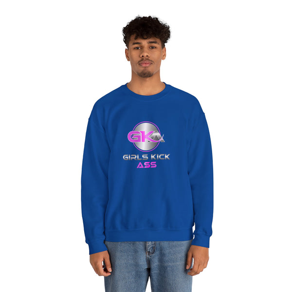 Unisex Girls Kick Ass Heavy Blend™ Crewneck Sweatshirt (pink logo)