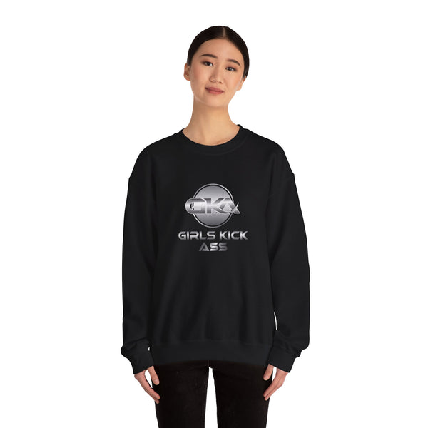 Unisex Girls Kick Ass Heavy Blend™ Crewneck Sweatshirt (silver logo)