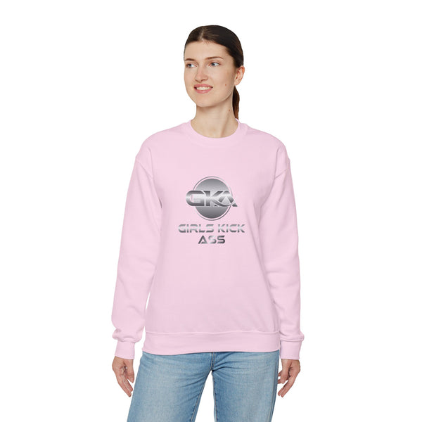 Unisex Girls Kick Ass Heavy Blend™ Crewneck Sweatshirt (silver logo)