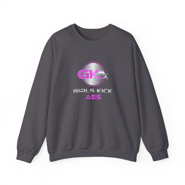 Unisex Girls Kick Ass Heavy Blend™ Crewneck Sweatshirt (pink logo)