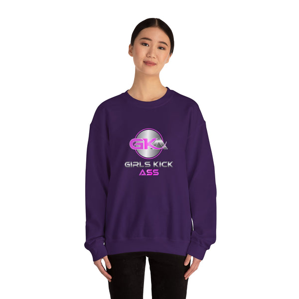 Unisex Girls Kick Ass Heavy Blend™ Crewneck Sweatshirt (pink logo)