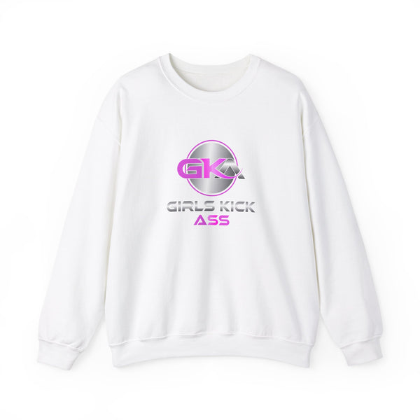 Unisex Girls Kick Ass Heavy Blend™ Crewneck Sweatshirt (pink logo)