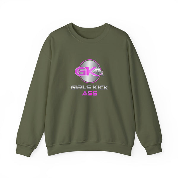 Unisex Girls Kick Ass Heavy Blend™ Crewneck Sweatshirt (pink logo)