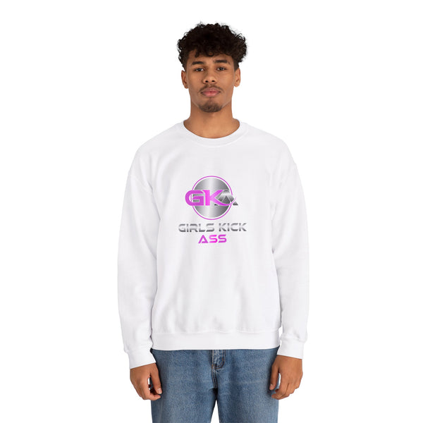 Unisex Girls Kick Ass Heavy Blend™ Crewneck Sweatshirt (pink logo)